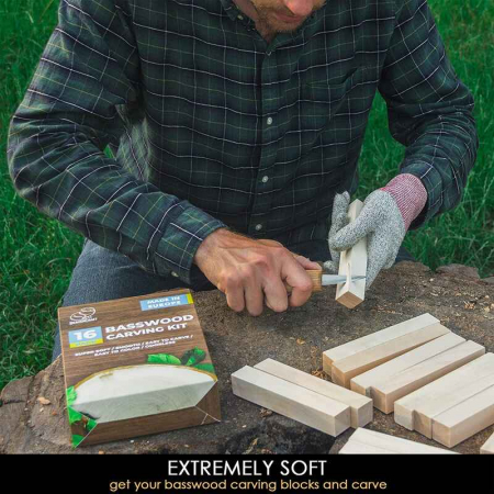 Set de blocuri din lemn pentru sculptura BeaverCraft BW16, 16 piese [3]