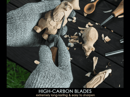 Set de dalti pentru sculptura in lemn cu maner modelat pentru palma BeaverCraft SC05, 6 piese [5]