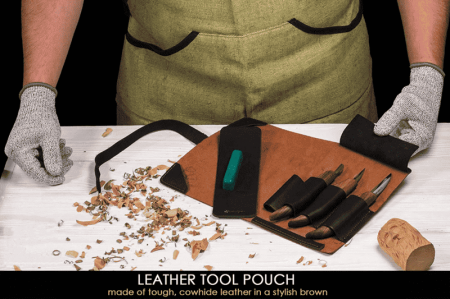 Set de sculptura in lemn BeaverCraft S15X, 5 piese, plus husa din piele [5]