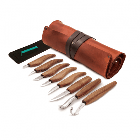 Cutite sculptura lemn - Set de sculptura in lemn BeaverCraft S18X, 10 piese, plus husa din piele