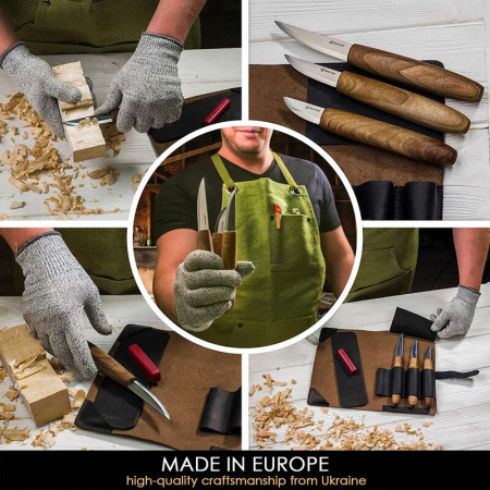 Set de sculptura in lemn BeaverCraft S19X, 5 piese, plus husa din piele [7]