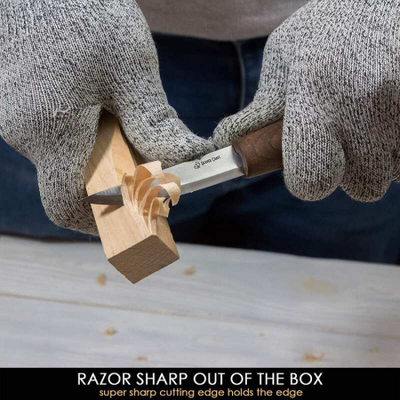 Set de sculptura in lemn BeaverCraft S19X, 5 piese, plus husa din piele [5]