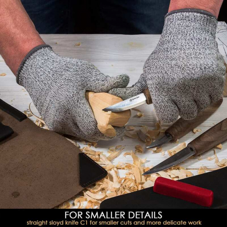 Set de sculptura in lemn BeaverCraft S19X, 5 piese, plus husa din piele [4]