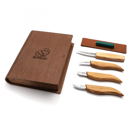 Cutite sculptura lemn - Set de sculptura in lemn, in cutie BeaverCraft S07book, 6 piese