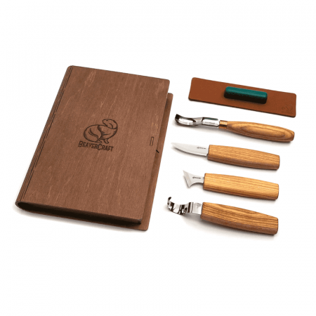 Articole Pentru Gradina - Set de sculptura in lemn, in cutie BeaverCraft S19book, 6 piese
