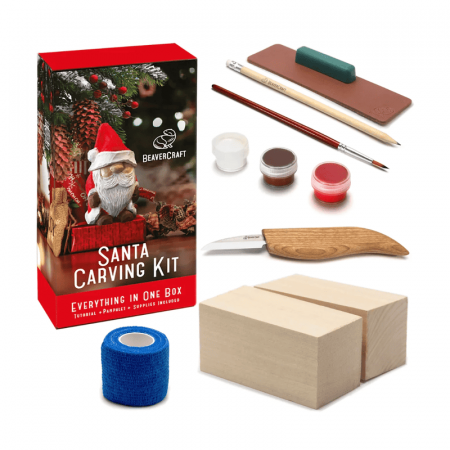 Cutite sculptura lemn - Set de sculptura Mos Craciun BeaverCraft DIY06, 5 piese