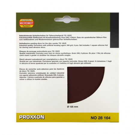 Accesorii de Slefuire - Set discuri abrazive autoadezive pentru TG 125/E Proxxon 28164, Ø125 mm, granulatie 240, 5 bucati