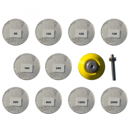 Accesorii de Slefuire - Set discuri abrazive pentru masini de gaurit si insurubat Troy 25930, Ø50 mm, granulatie P60-P2000, 100 piese