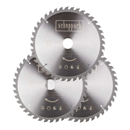 Discuri Multifunctionale - Set discuri pentru fierastrau circular, taiere tip TCT Scheppach 7901200721, Ø255x30 mm, 3 piese
