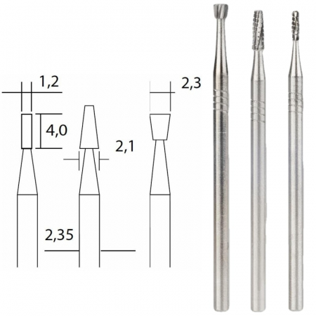 Set freze din carbura de tungsten Micromot Proxxon 28752, Ø1.2-Ø2.3 mm, 3 piese [2]