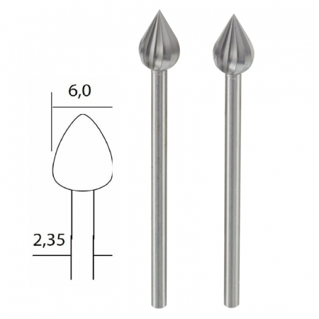 Set freze din otel-wolfram-vanadiu de forma picatura Micromot Proxxon 28724, Ø6 mm, 2 bucati [2]
