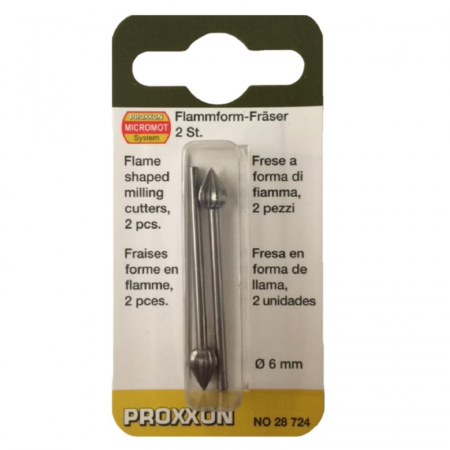 Set freze din otel-wolfram-vanadiu de forma picatura Micromot Proxxon 28724, Ø6 mm, 2 bucati