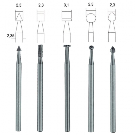 Set freze din otel-wolfram-vanadiu Proxxon 28710, Ø2.35-Ø3.1 mm, 5 piese [3]