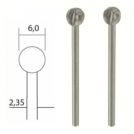 Set freze extradure din otel-wolfram-vanadiu de forma sferica globulara Micromot Proxxon 28725, Ø6 mm, 2 bucati [3]