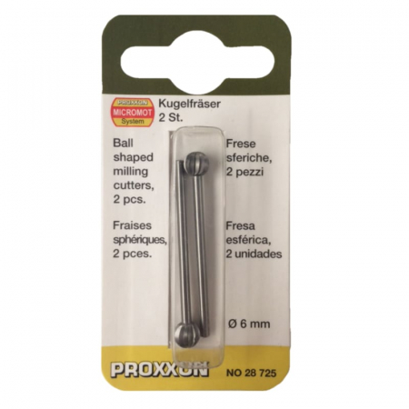 Set freze extradure din otel-wolfram-vanadiu de forma sferica globulara Micromot Proxxon 28725, Ø6 mm, 2 bucati