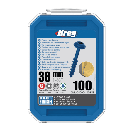 Scule de Mana - Set holtsuruburi pentru gauri in lemn Kreg SML-C150B-100, Ø8x38 mm, 100 bucati