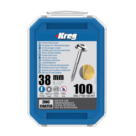 Suruburi si dibluri - Set holtsuruburi pentru gauri in lemn Kreg SML-F150-100, Ø8x38 mm, 100 bucati