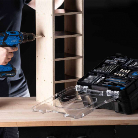 Set masina de gaurit si insurubat cu acumulator C-DTB74/1-X Scheppach 5909315900, 20 V, 2 Ah plus trusa unelte, 74 piese [7]