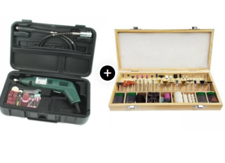 Polizoare Drepte & Biax - Set mini-polizor si accesorii Mannesmann 92577, 135 W, 50 piese