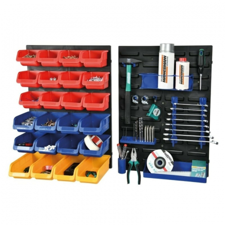 Cutie & Lada Scule - Set panouri si tavite pentru organizare scule Mannesmann 41555, 43 piese