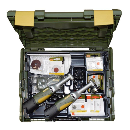 Polizoare Drepte & Biax - Set pentru gaurire, frezare, taiere si slefuire Proxxon 10005, 10.8 V, 2.5 Ah, 15 piese