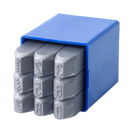 Poansoane Cifre & Litere - Set poansoane punctate de marcat cifre Gravurem 14308000, 8 mm, 9 piese