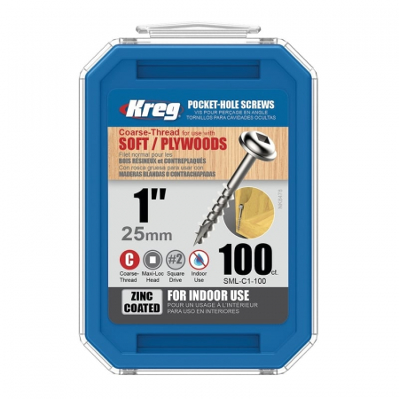 Suruburi si dibluri - Set suruburi autofiletante cu cap patrat Kreg SML-C1-100-INT, 25 mm, 100 bucati