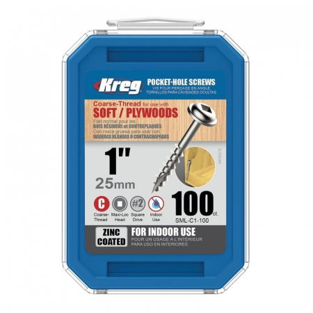 Suruburi si dibluri - Set suruburi autofiletante cu cap patrat Kreg SML-C1-100, 25 mm, 100 bucati