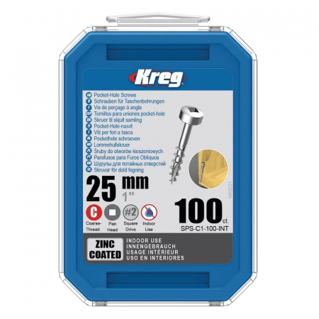 Suruburi si dibluri - Set holtsuruburi pentru gauri in lemn Kreg SPS-C1-100-INT, Ø7x25 mm, 100 bucati