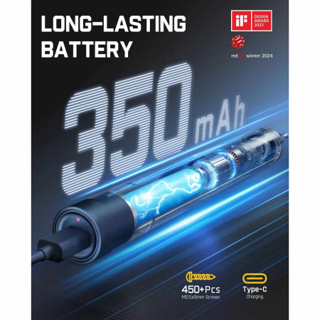 Surubelnita electrica cu acumulator plus biti E1 Max Fanttik NEXE1MAX, 3.7 V, 350 mAh, 53 piese [5]