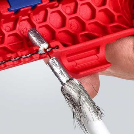 Taietor de teava ondulata si dezizolator ErgoStrip Knipex 16 95 01 SB, Ø13-32 mm [10]