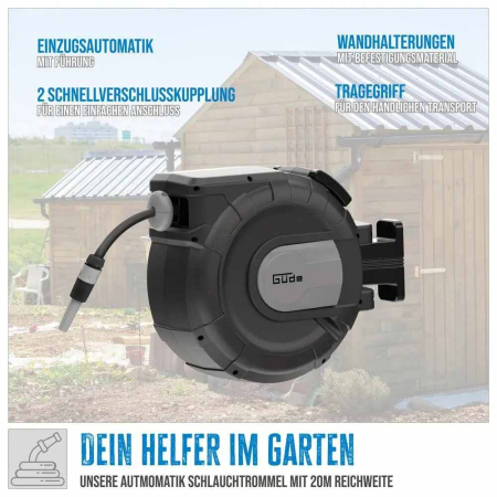 Tambur de montat pe perete cu furtun de apa Gude 93921, 20 m [5]