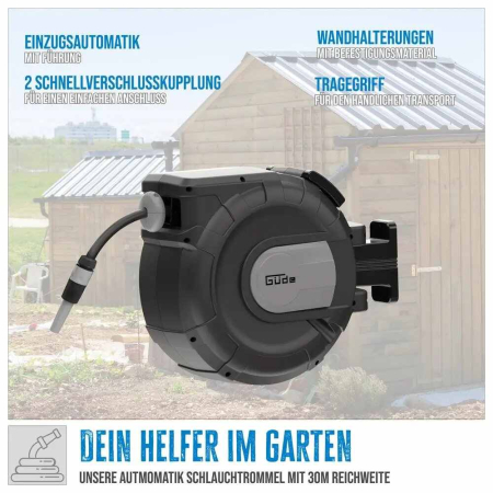 Tambur de montat pe perete cu furtun de apa Gude 93922, 30 m [4]