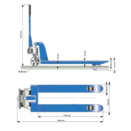 Transpalet manual GHW 2500-115 PA Gude 24324, 2500 Kg [6]