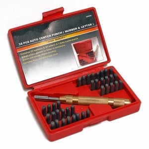 Poansoane Cifre & Litere - Trusa de poansoane cu litere si cifre cu perforator Dema 18506, 4 mm, 38 piese