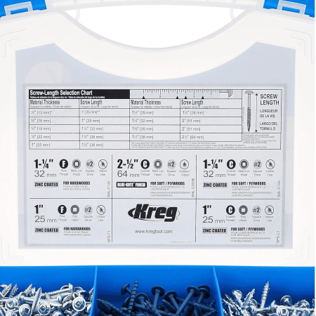 Trusa holtsuruburi pentru gauri in lemn Kreg SK03-INT, Ø8x25-64 mm, 675 bucati [3]