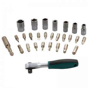 Trusa chei tubulare plus biti Troy 21948, Cr-V 1/4”, 28 piese [3]