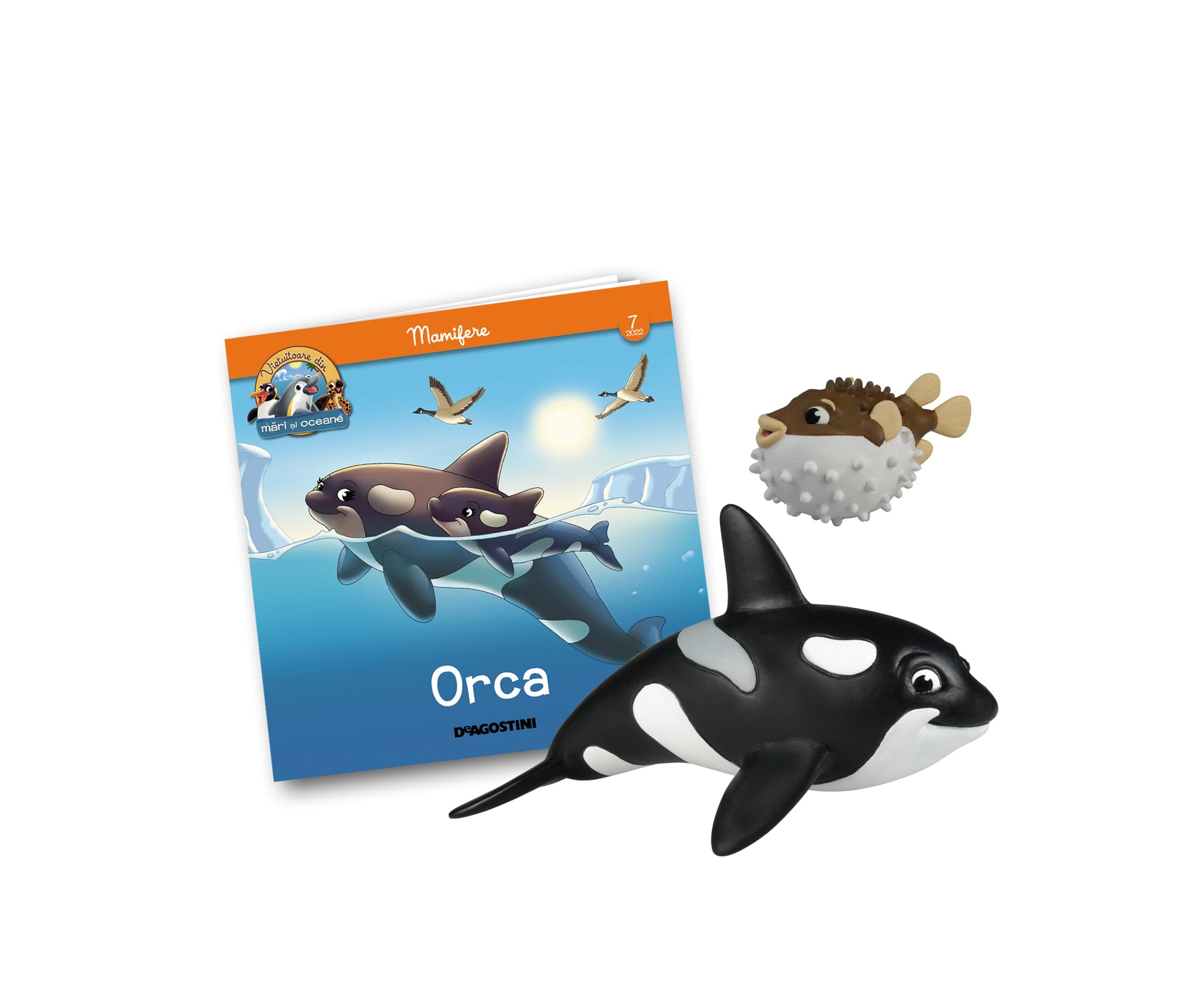 Vietuitoare din mari si oceane - Revista Vieţuitoare din mări şi oceane 2022 – Nr.7 – Orca Olga + peştele balon Paul, DeAgostini, 2-3 ani +