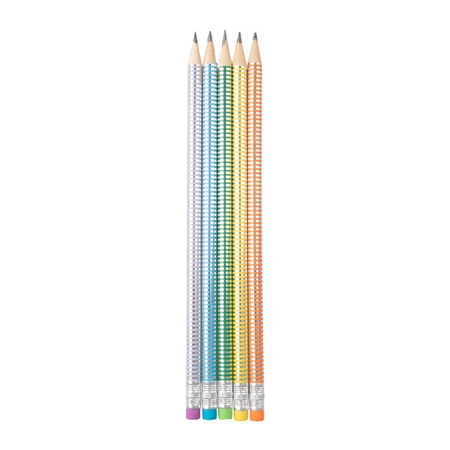 Vârsta - SET 36 x Creioane HB cu guma de sters multicolora si corp pastel metalic, 36 buc