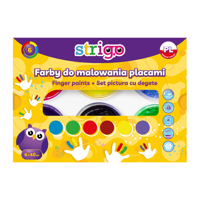 Papetarie si Rechizite - Strigo set vopsele lavabile pentru pictura cu degetele, 6 culori