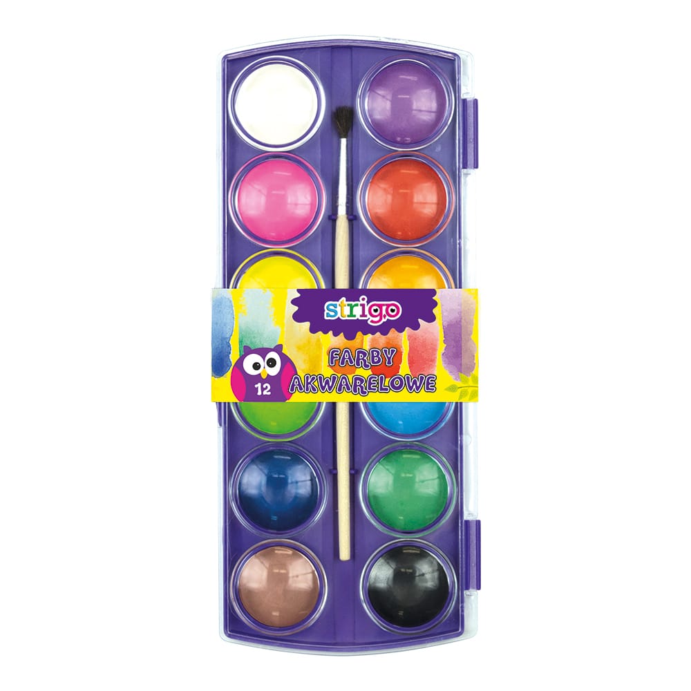 Acuarele Strigo cu pensula 12 culori [1]
