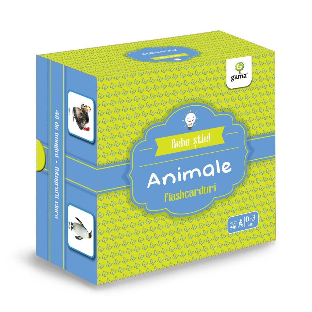 Jucarii si jocuri copii - Animale, Editura Gama, Flashcarduri, 0-1 ani +