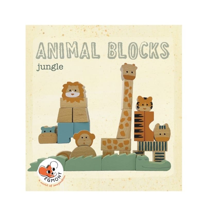Animalele junglei din cuburi de lemn natur, Egmont toys, 0-1 ani + [1]