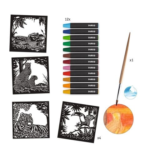Atelier creativ cu creioane acuarela Djeco, Lumina din fundal, 6-7 ani + [2]