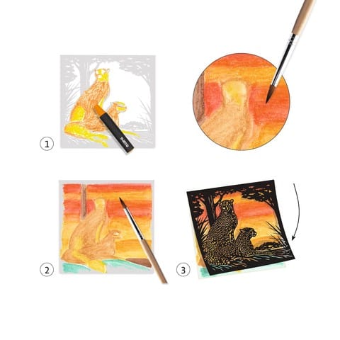 Atelier creativ cu creioane acuarela Djeco, Lumina din fundal, 6-7 ani + [3]