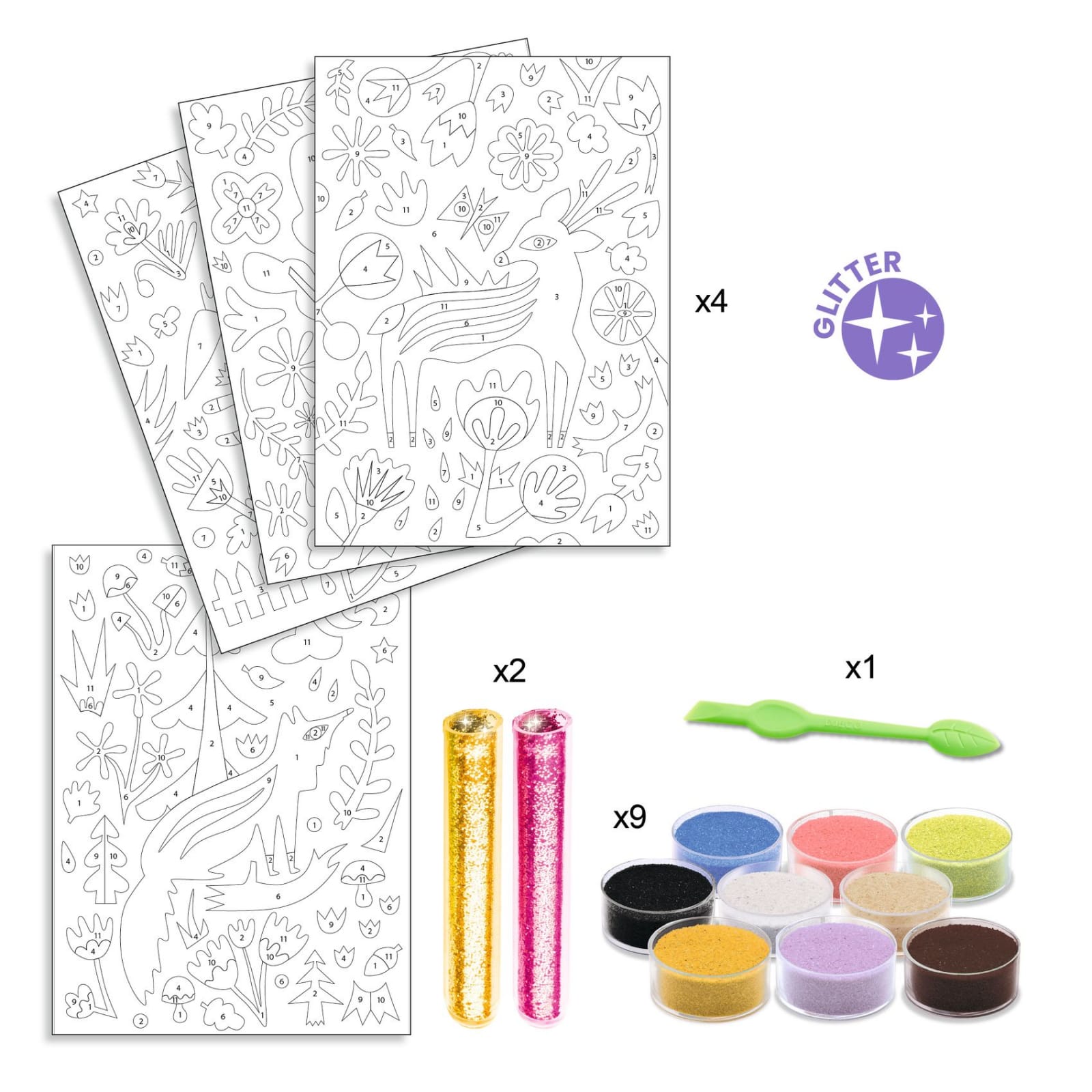 Atelier creativ cu nisip si sclipici, Padurea fermecata, Djeco, 6-7 ani + [5]
