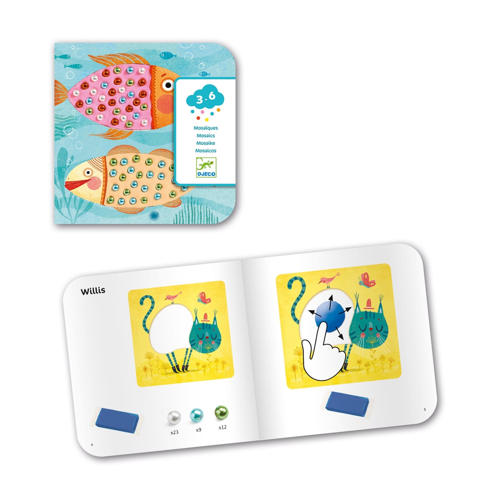 Atelier creativ Djeco, Mozaic cu plastilina si margele, 2-3 ani + [4]