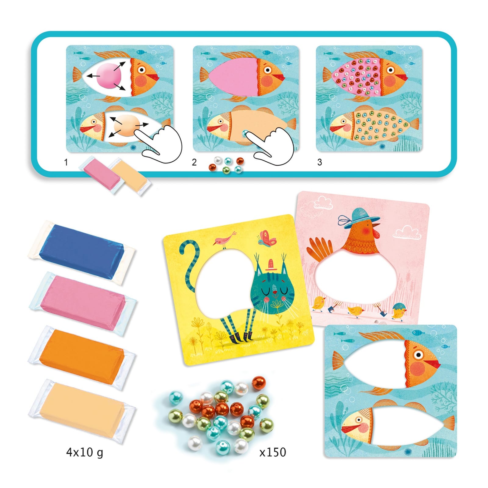 Atelier creativ Djeco, Mozaic cu plastilina si margele, 2-3 ani + [3]