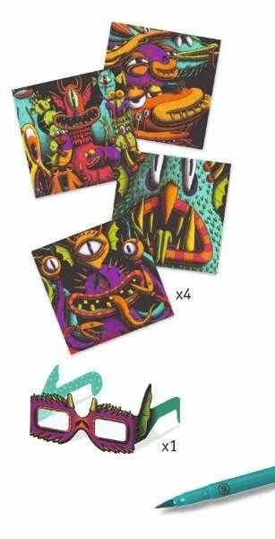 Atelier de colorat 3D Djeco, Monstruleti simpatici, 6-7 ani + [2]
