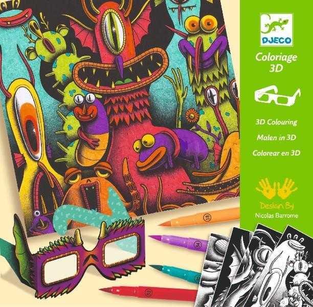 Atelier de colorat 3D Djeco, Monstruleti simpatici, 6-7 ani + [1]